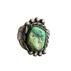 Vintage Navajo Turquoise Nugget Ring Sterling‎ Silver Native American CSC 7.25